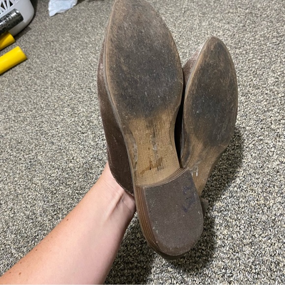 Gorgeous Velvet Mule Clogs Gold Light Brown Women’s 8.5 Shoes Slip On Velour Tan - Picture 4 of 9